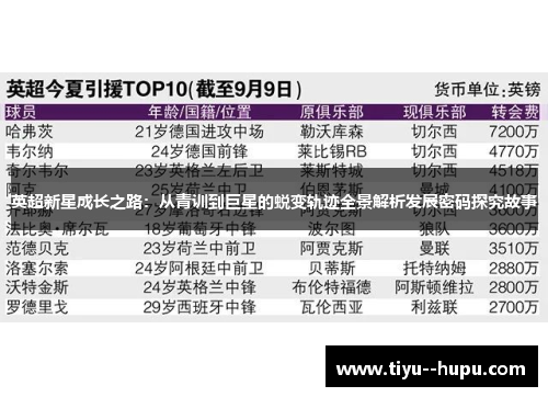 英超新星成长之路:从青训到巨星的蜕变轨迹全景解析发展密码探究故事 英超新星成长之路:从青训到巨星的蜕变轨迹全景解析发展密码探究故事